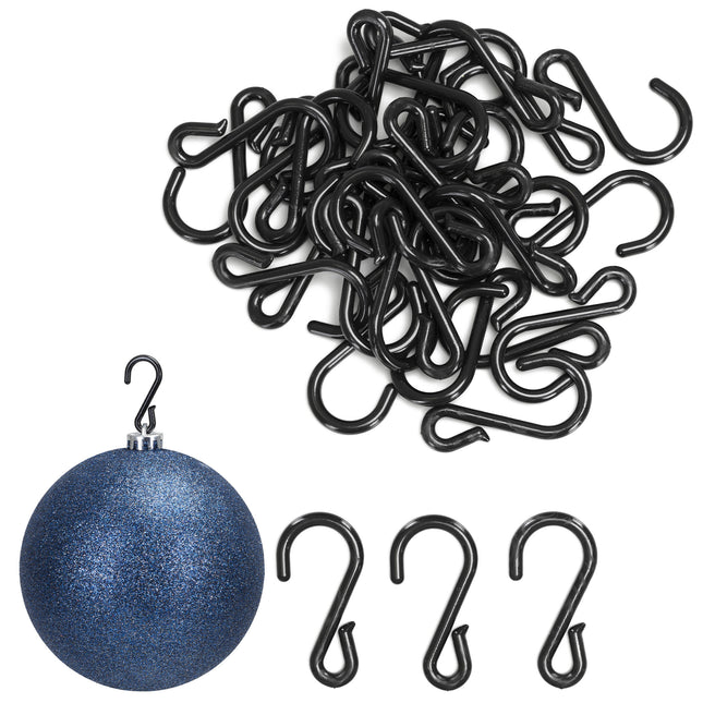 Kerstbalhaakjes | Haakjes Voor Kerstverlichting | 60 stuks | Zwart
