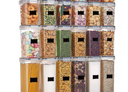 Keukenorganizer - Voorraadpotten -  Voorraaddozen - Bewaarcontainers  - Set Van 24 Met Stickers - Transparant