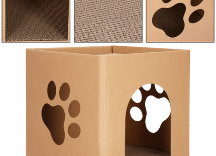 Krabpaal - Kattenhuis - Kartonnen - Huis - 2 Etages - 30 X 30 X 30 Cm