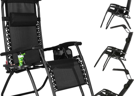 Tuinstoelen | Ligstoel | Opvouwbaar | Verstelbaar | Inclusief Hoofdsteun En Luifel | Zwart