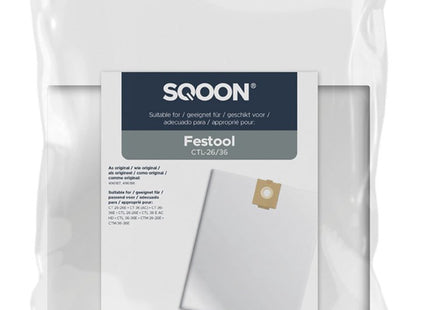 SQOON® Stofzuigerzakken Geschikt voor Festool CT / CTL / CTM26 & CT / CTL / CTM36 - 5 Stuks