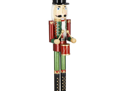 Notenkraker Kerst | Houten Soldaat | Kerstversiering | Groen/Rood | 90 cm