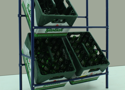 Krattenrek - Krattenrek - Drankkratten - Opbergrek - Universeel - Stevig - Staal - 6 Kratten - 14 x 73 x 116 cm - Blauw