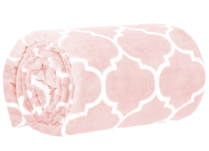 Plaid | Sprei | Bankdeken | Deken | 200 x 220 cm | Pluche | Roze | Marokkaanse klaver
