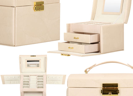 Sieradendoos | Juwelendoos | 3 Lagen | 17,5X13,5X12 CM | Creme
