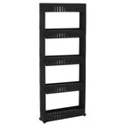 Keukentrolley | Keukentrolley Op Wieltjes | Badkamer Trolley | Opbergrek | 5 Niveaus | 131.5 x 54 x 12.5 cm | Zwart