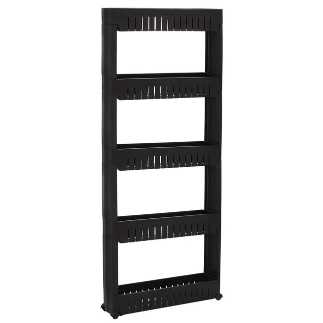 Keukentrolley | Keukentrolley Op Wieltjes | Badkamer Trolley | Opbergrek | 5 Niveaus | 131.5 x 54 x 12.5 cm | Zwart
